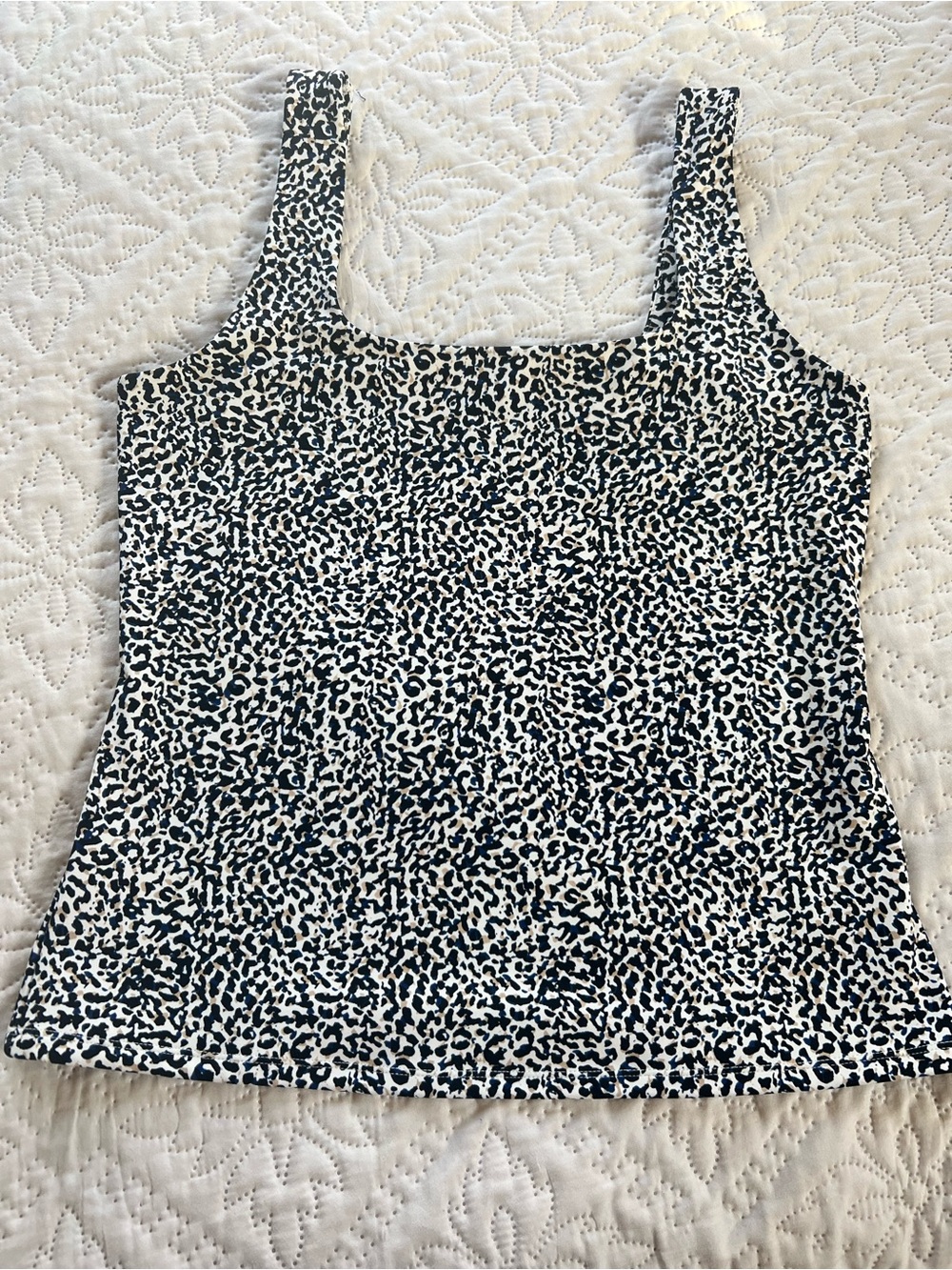 Express Black & White Square Neck Leopard Tank